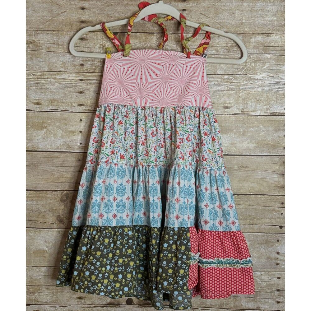 MATILDA JANE SERENDIPITY FLORAL TEXTURED BOHO FOLK TIERED ELLIE DRESS SIZE 8